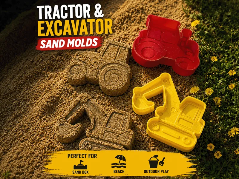 Kids Sand Molds Tractor & Excavator Set