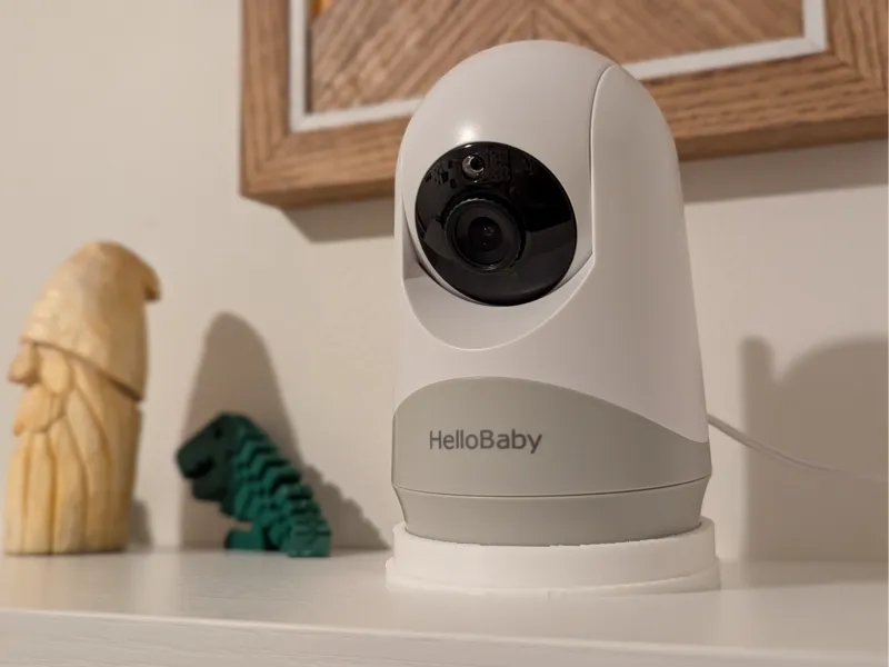 Angled platform for baby monitor camera Hello Baby