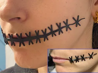 Halloween mouth stitches (NO GLUE)
