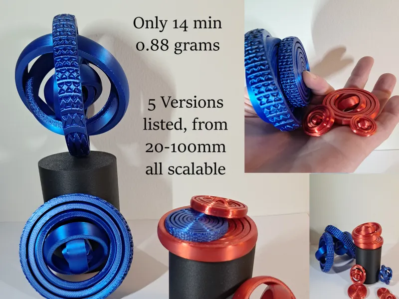 Gyro Ring Spinner Fidget — Print-in-Place, 2-10cm 
