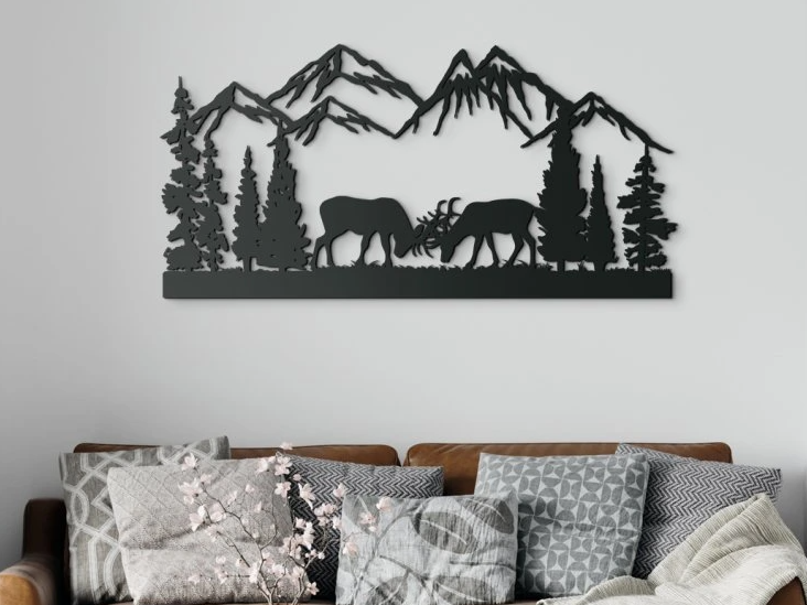 Deer Duel Under the Mountain Wall Art