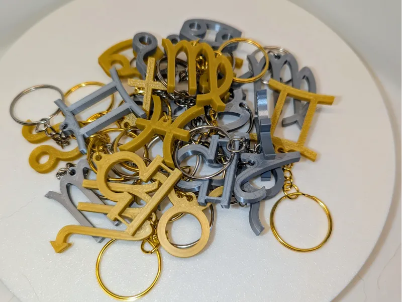 3D Printed Zodiac Keychains - All 12 Signs