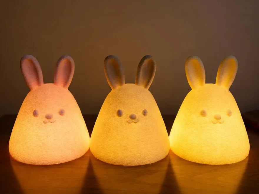Lampe lapin de Pâques pelucheux