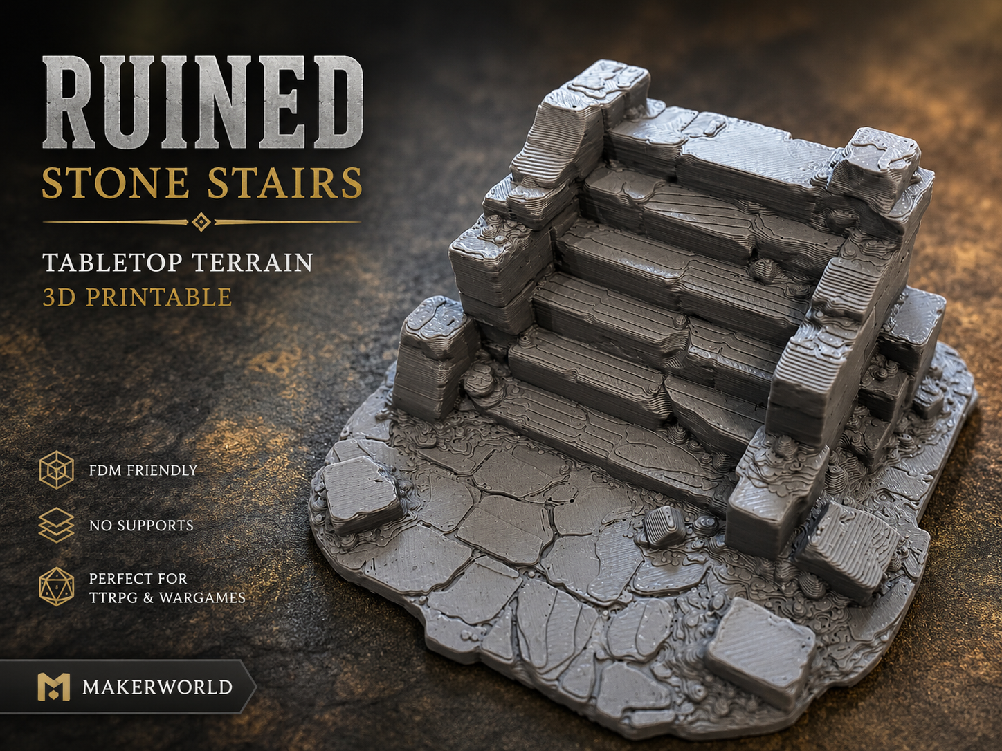 Verfallene Ruinentreppe – Tabletop Scatter Terrain