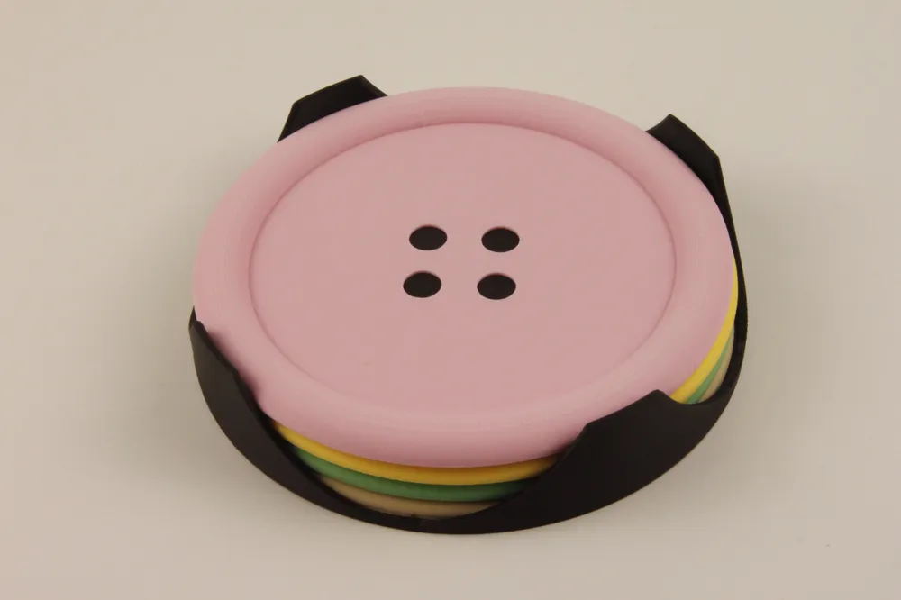 Button Coaster and Holder - Free 3D Print Model - MakerWorld