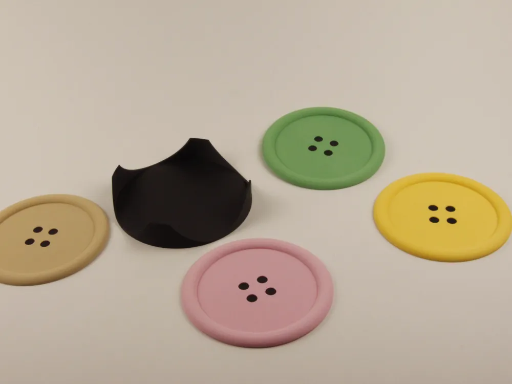 Button Coaster and Holder - Free 3D Print Model - MakerWorld