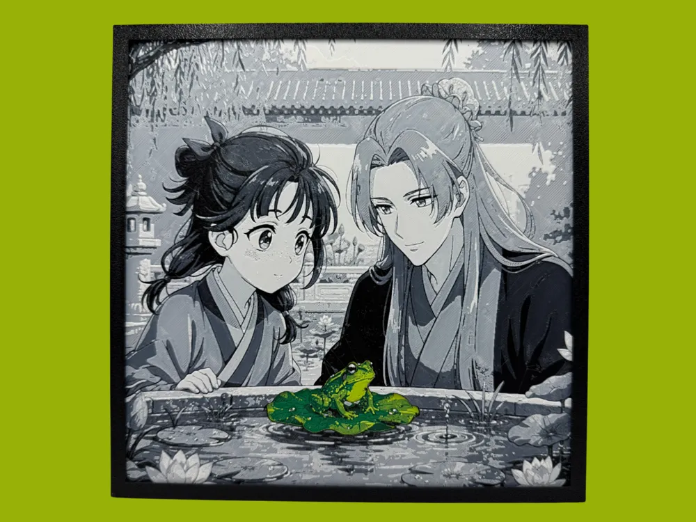 Marco decorativo: Maomao & Jinshi and the frog - Apothecary Diaries. Referencia del modelo original.