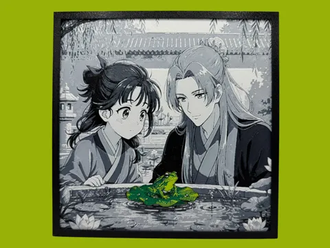 Marco decorativo: Maomao & Jinshi and the frog - Apothecary Diaries — referencia de MakerWorld