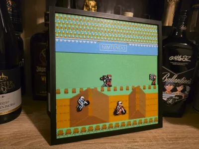 3D Retro Arcade Wallart Frame Game Excitebike