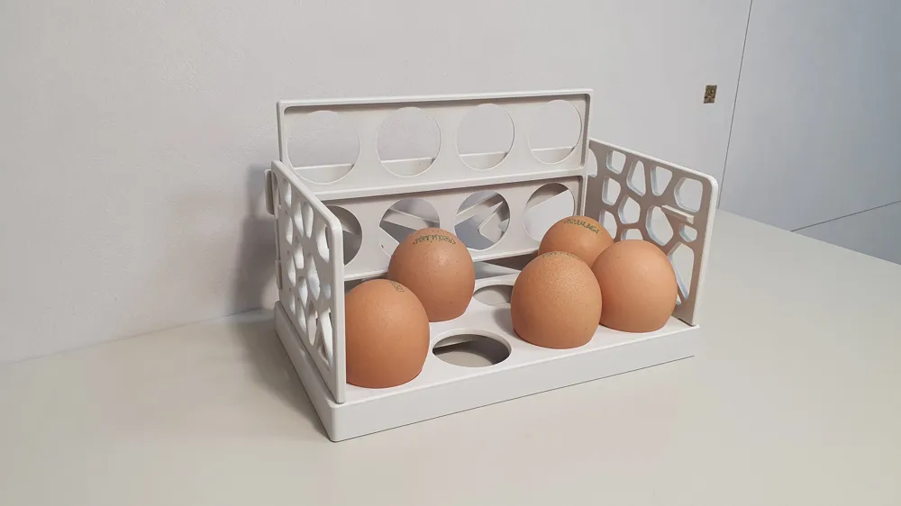 egg_Storage_Tray_Holder_Foldable_16ea - Free 3D Print Model - MakerWorld