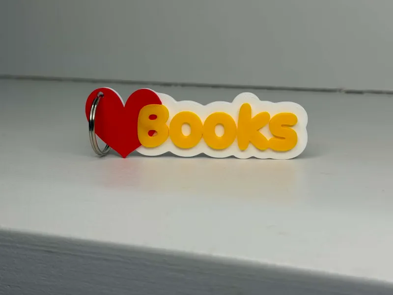 Heart Books Keychain