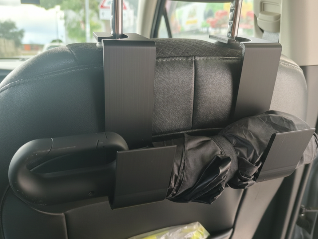 Car Headrest Hook: Umbrella & Bag Holder