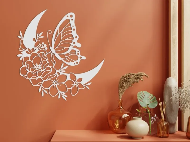 Floral Still Life with Butterfly Wall Sticker