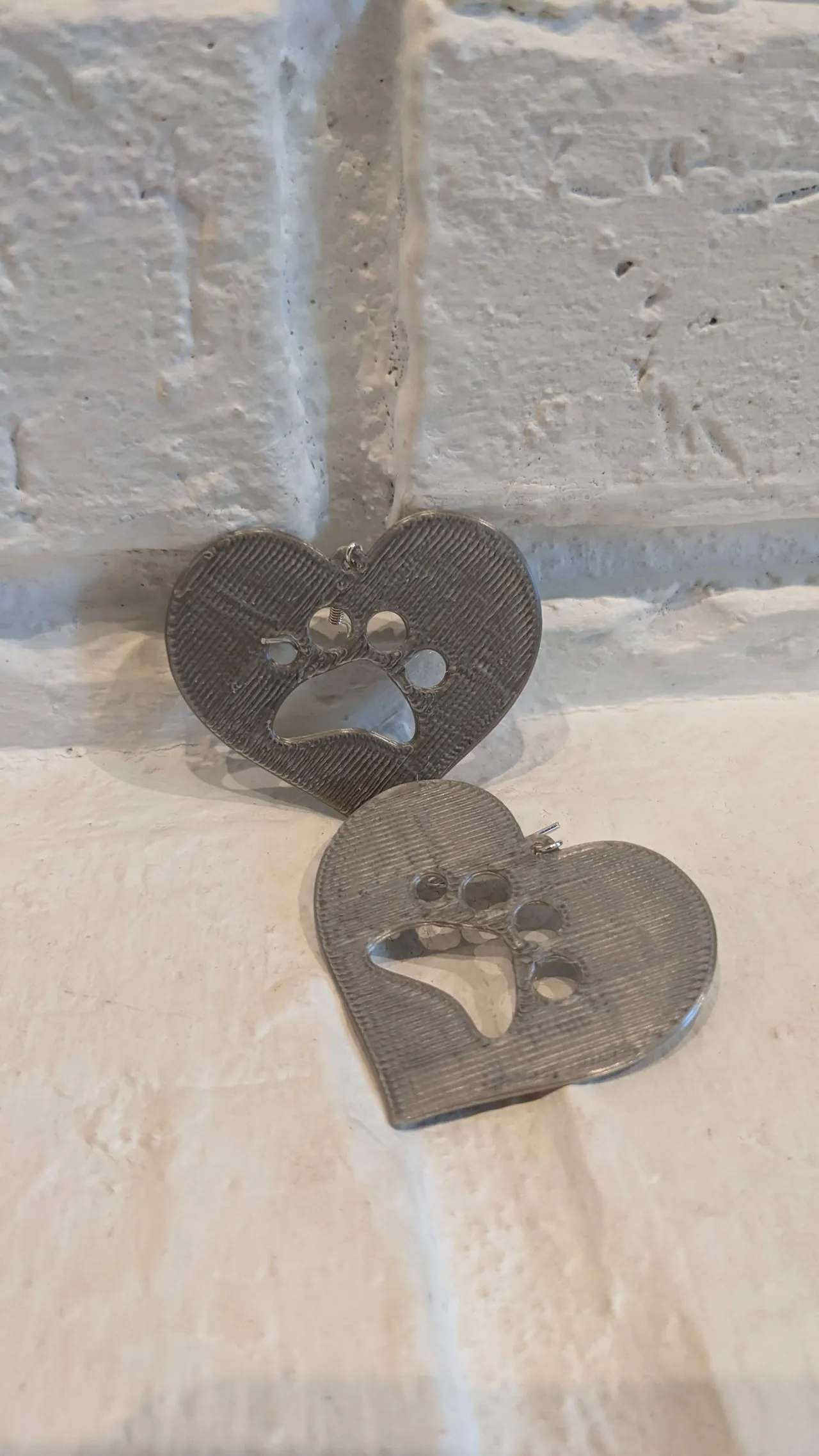 Simple Heart + Paw Earrings view 2