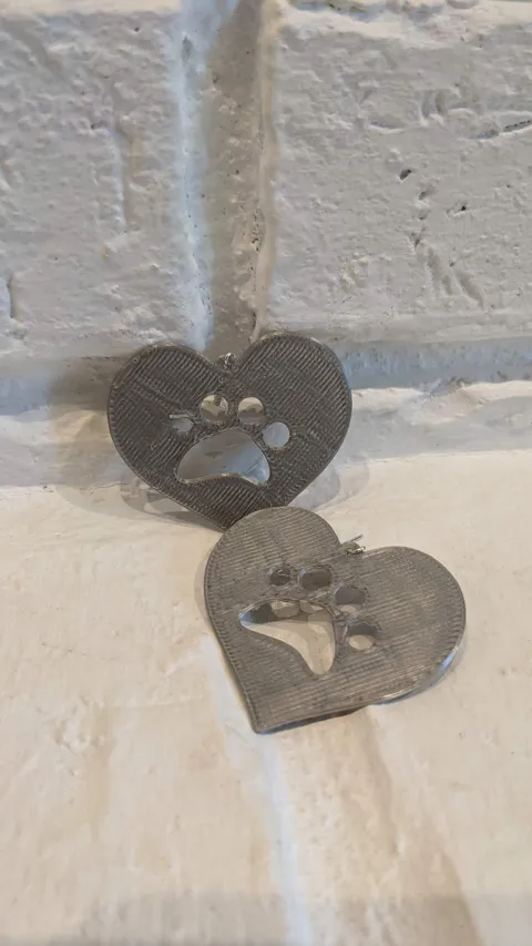 Simple Heart + Paw Earrings view 2