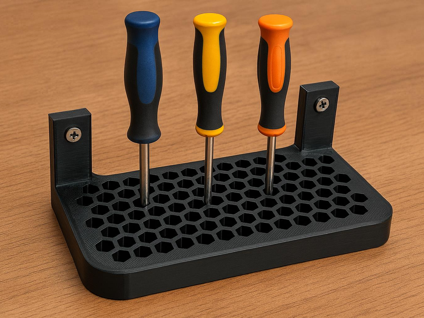 Screwdriver holder, honeycomb pattern