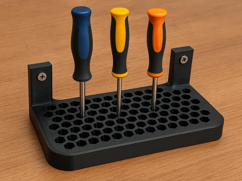Screwdriver holder, honeycomb pattern