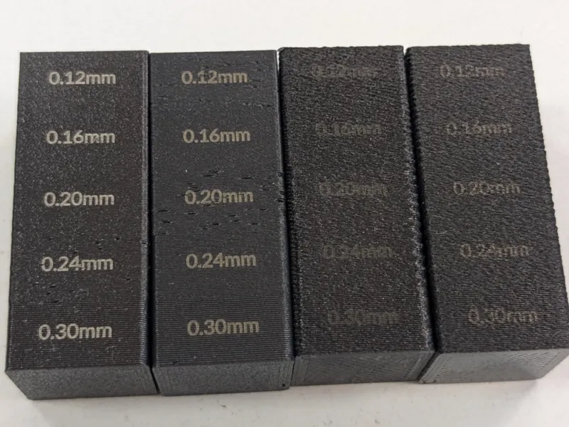 Layer height test tower for CF/GF filaments