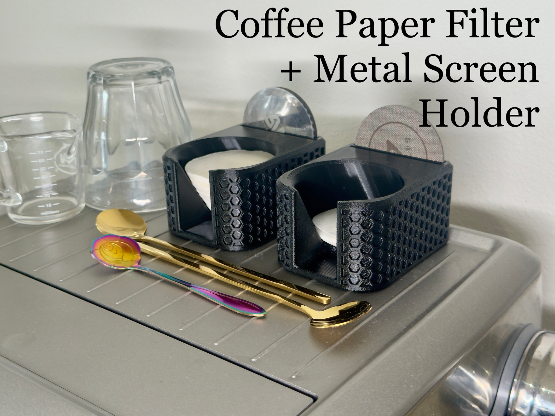 Espresso Coffee Paper Filter + Metal Screen Holder