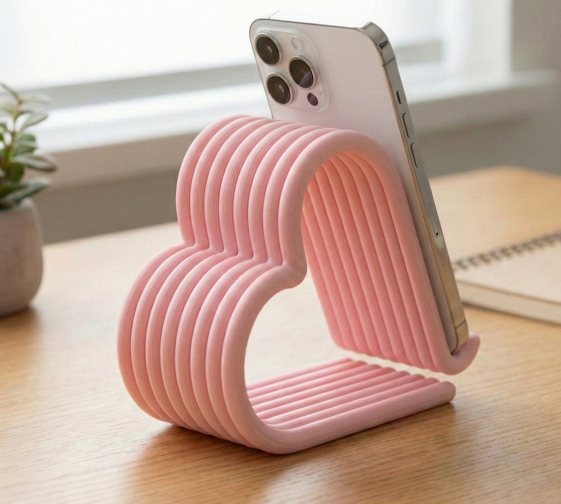 Soporte de celular corazón ondulado — imagen 2 de impresión 3D