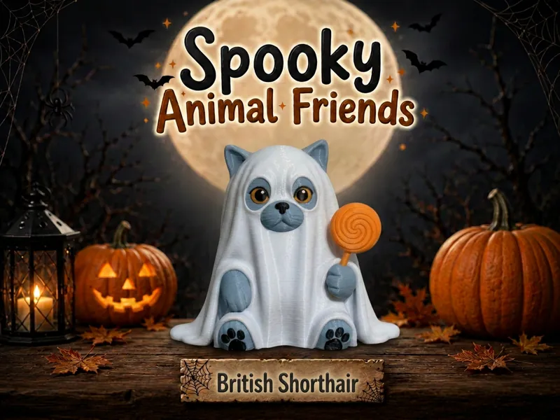 British Shorthair Ghost Spooky Animal Collection