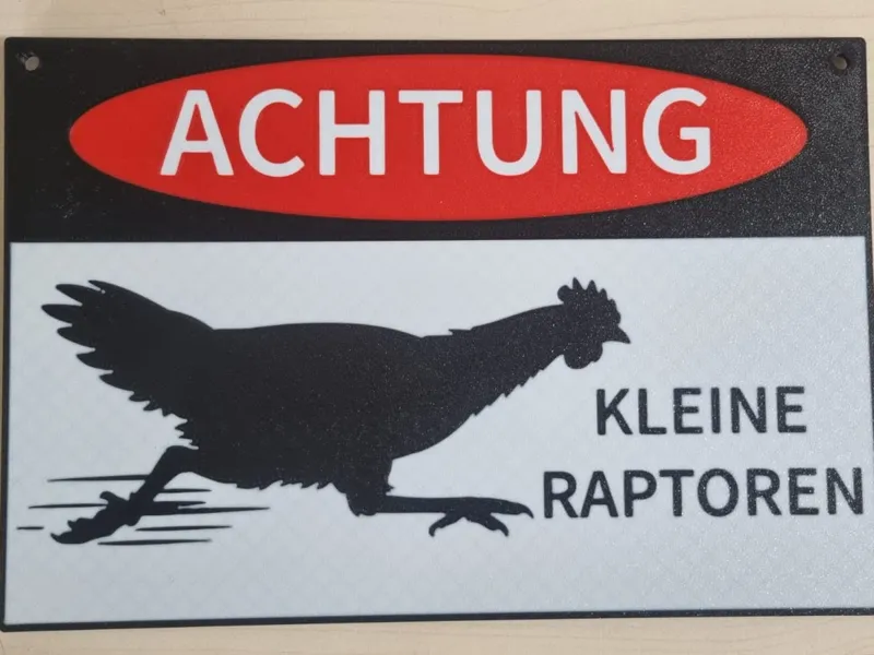 Schild Achtung kleine Raptoren