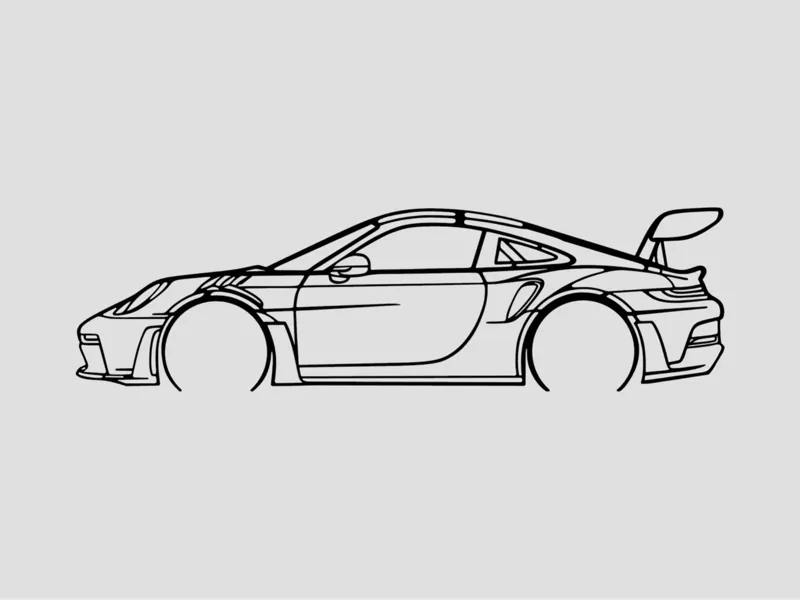 Porsche 911 GT3 RS Silhouette Wall Art