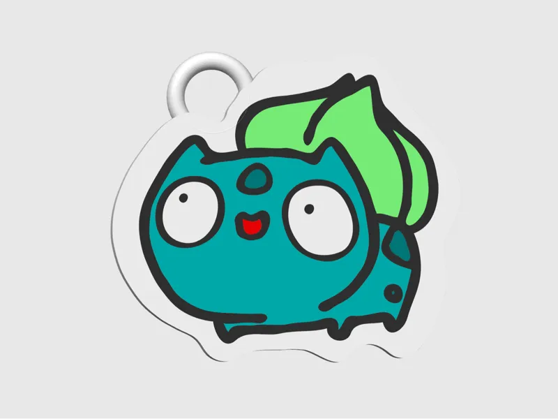 Bulbasaur Keychain Multicolor Pokemon Chibi derpy