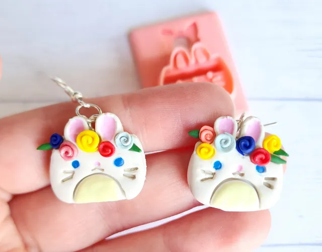 Bunny Basket Easter Polymer Clay Earring Cutter