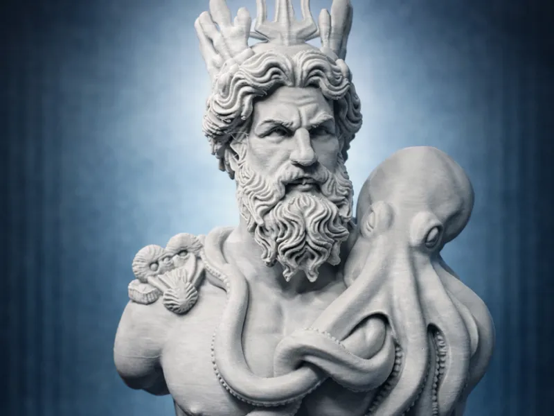 Poseidone - Busto del Dio del Mare con Polpo HQ