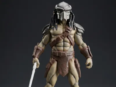 Predator Figure with Spear - 130mm & 2ft Mega Set
