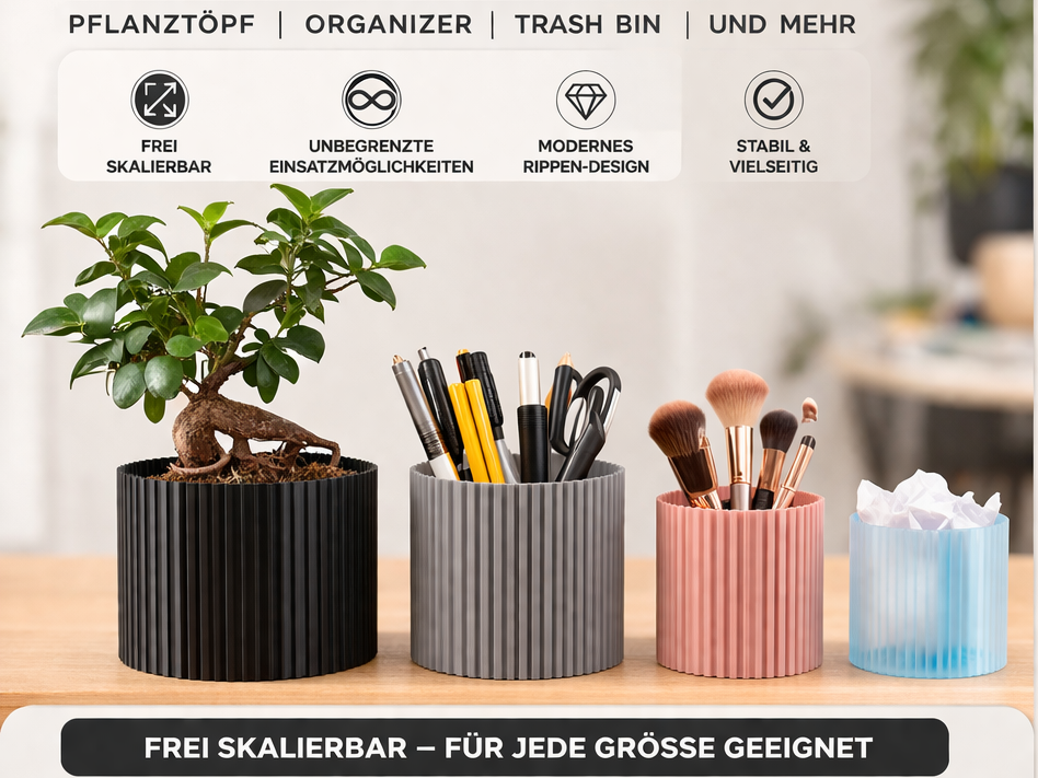 Schlichter Rillen Vasenmodus Untertopf - Organizer