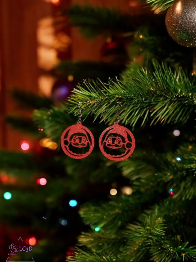 Santa face ball earrings