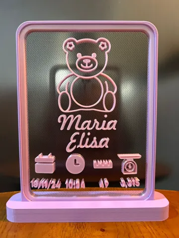 Modelo para impresión 3D: Quadro de Nascimento personalizável — vista de referencia 2