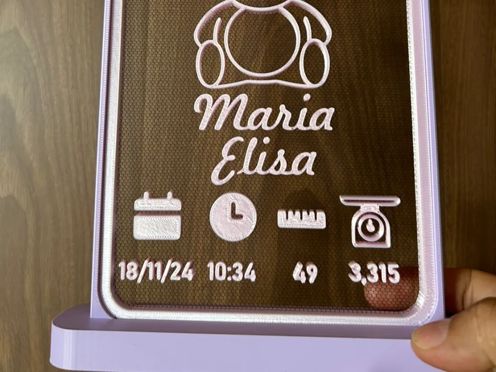Modelo para impresión 3D: Quadro de Nascimento personalizável. Referencia del modelo original.