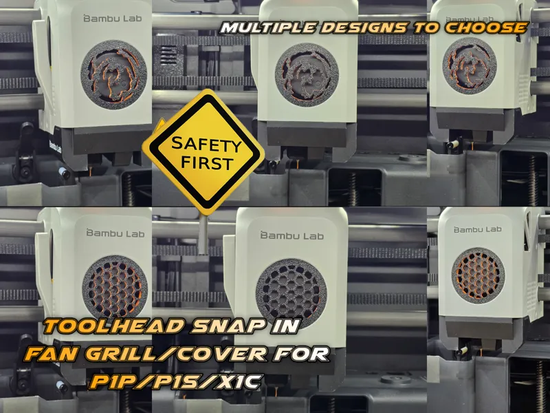 Snap in Toolhead Fan Grill/Cover for P1P/P1S/X1C