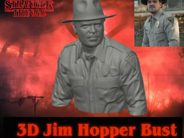 Stranger Things Jim hopper 3d Bust