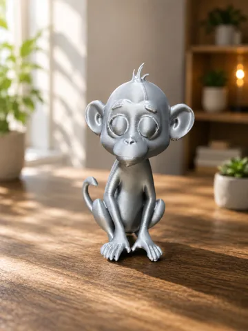 Letrero o emblema decorativo: Cute Polygon Monkey – 3D Printable Decor — vista de referencia 2