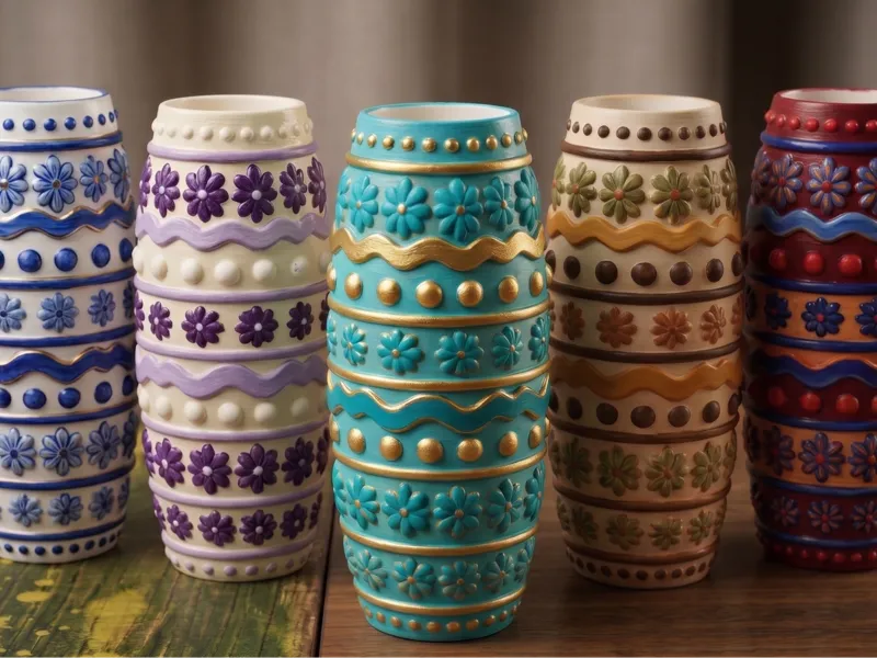 Paintable Flower Pattern Vase