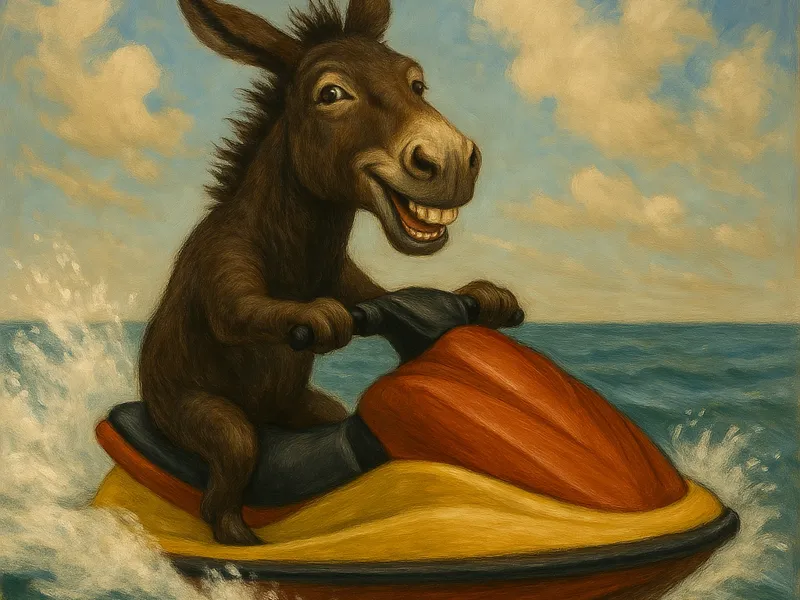 Donkey on a jet ski