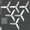 3 pairs of counter-rotating propellers, 0.08mm layer height, 2 perimeters, 100% infill