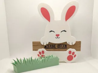 Osterhase mit Klötzchen oder freier Textbar
