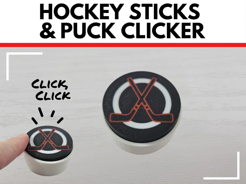 Hockey Sticks and Puck Fidget Clicker