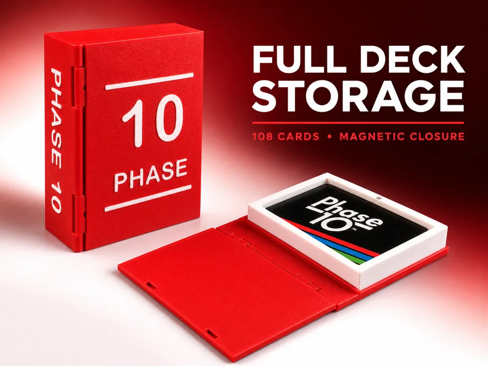 Organizador: Phase 10 Book - Full 108-Card Deck Storage. Referencia del modelo original.