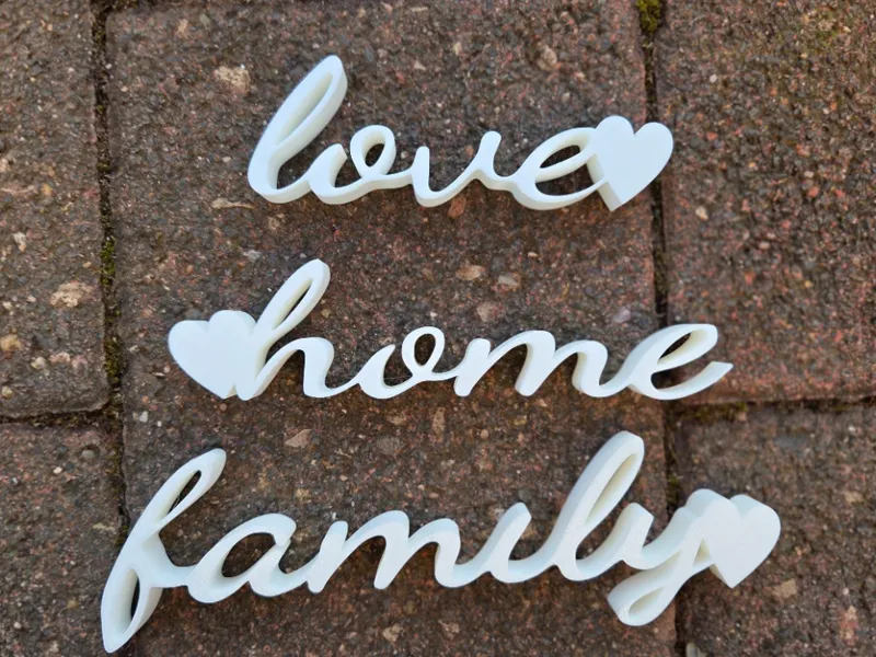 Deko Schriftzug "love - home - family"