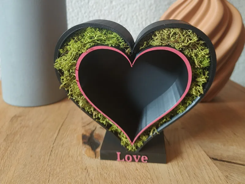 Layered Heart Moss Frame – Valentine & Home Decor