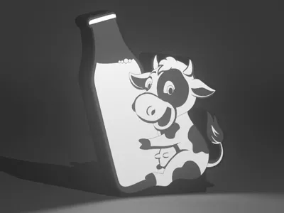 Lightbox Baby Cow with Milk bottle - lamp