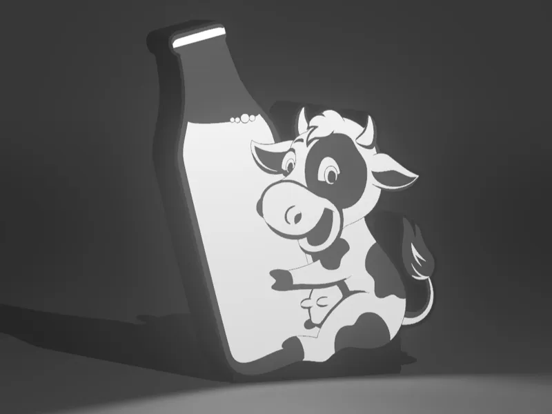 Lightbox Baby Cow with Milk bottle - lamp
