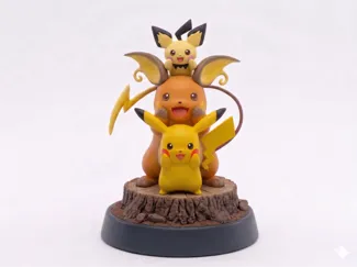 diorama - pichu pikachu raichu