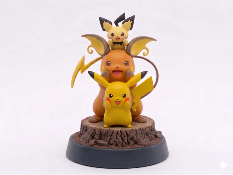 diorama - pichu pikachu raichu